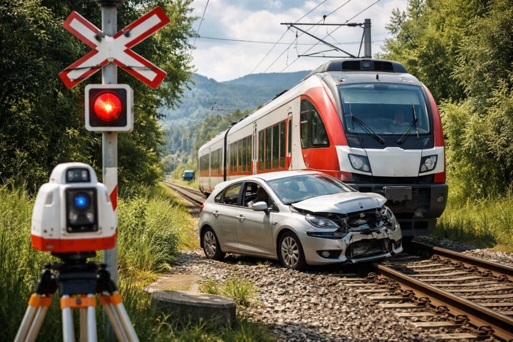 Auto prallte gegen Zug