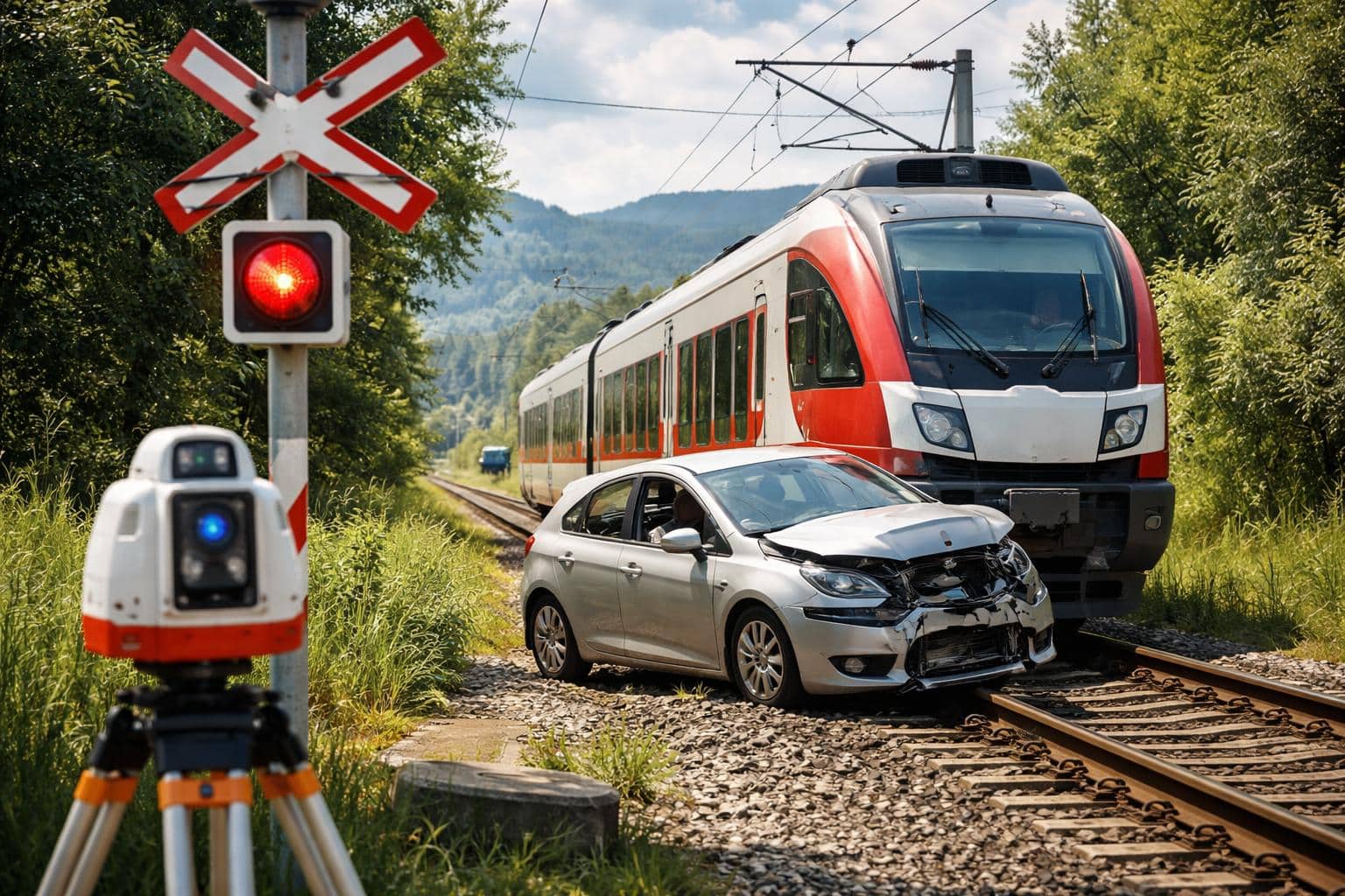 Auto prallte gegen Zug