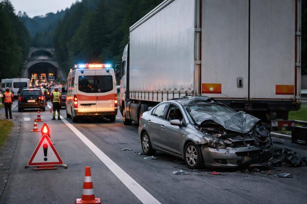 A2: Pkw-Lenkerin stirbt bei Kollision mit Lkw