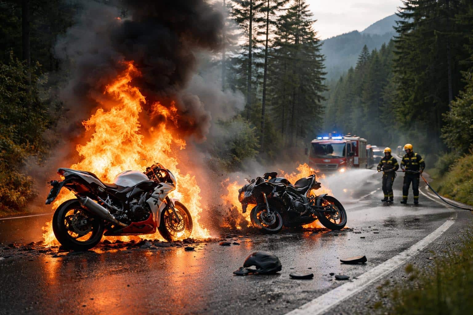 Am Wurzenpass : Zwei Motorräder gerieten nach Unfall in Brand