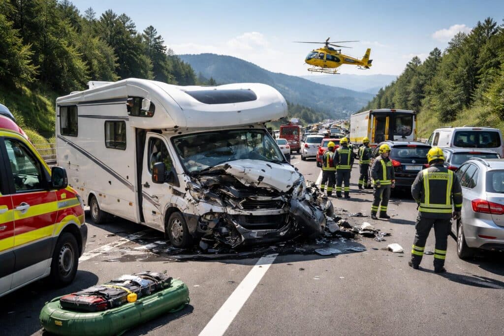 Schwerer Unfall auf der A2: Wohnmobil krachte in stehende Kolonne