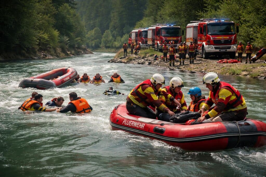 Schlauchboote auf Drau gekentert: Acht Personen in Gefahr