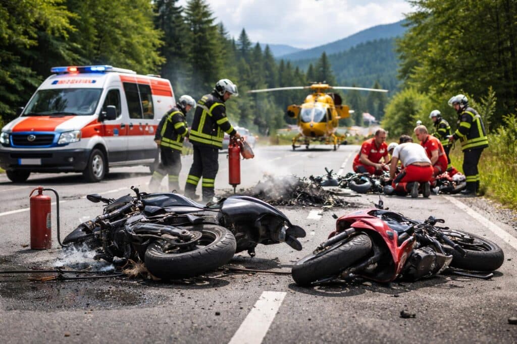 Zwei Motorräder auf B109 kollidiert