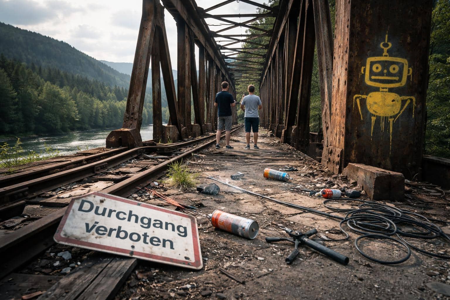Schüler verwüsteten alte Eisenbahnbrücke