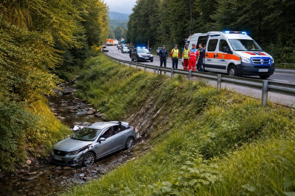 Von Alkoklenker touchiert: Auto stürzte fünf Meter über Böschung