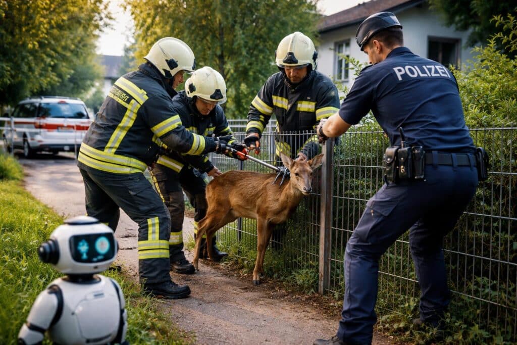 Reh aus Zaun befreit