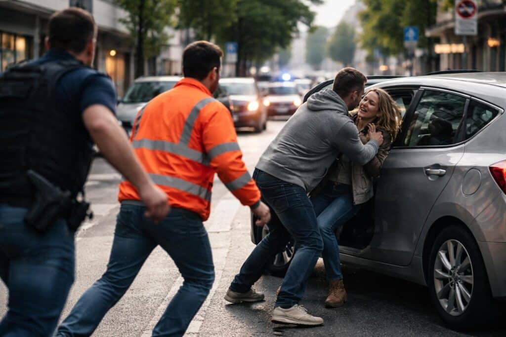 Zeugen schritten ein: Mann zog Frau aus dem Auto, würgte und schlug sie