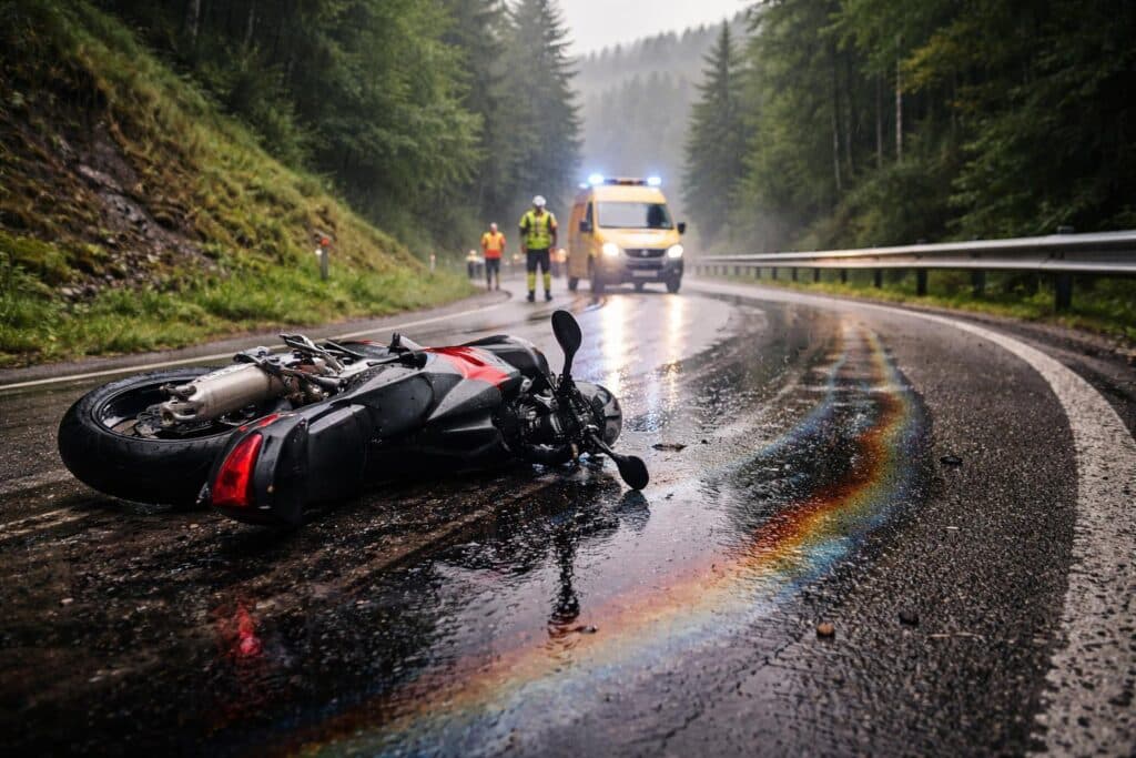 Motorradfahrer auf Ölspur gestürzt