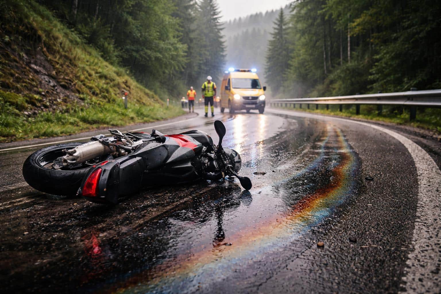 Motorradfahrer auf Ölspur gestürzt