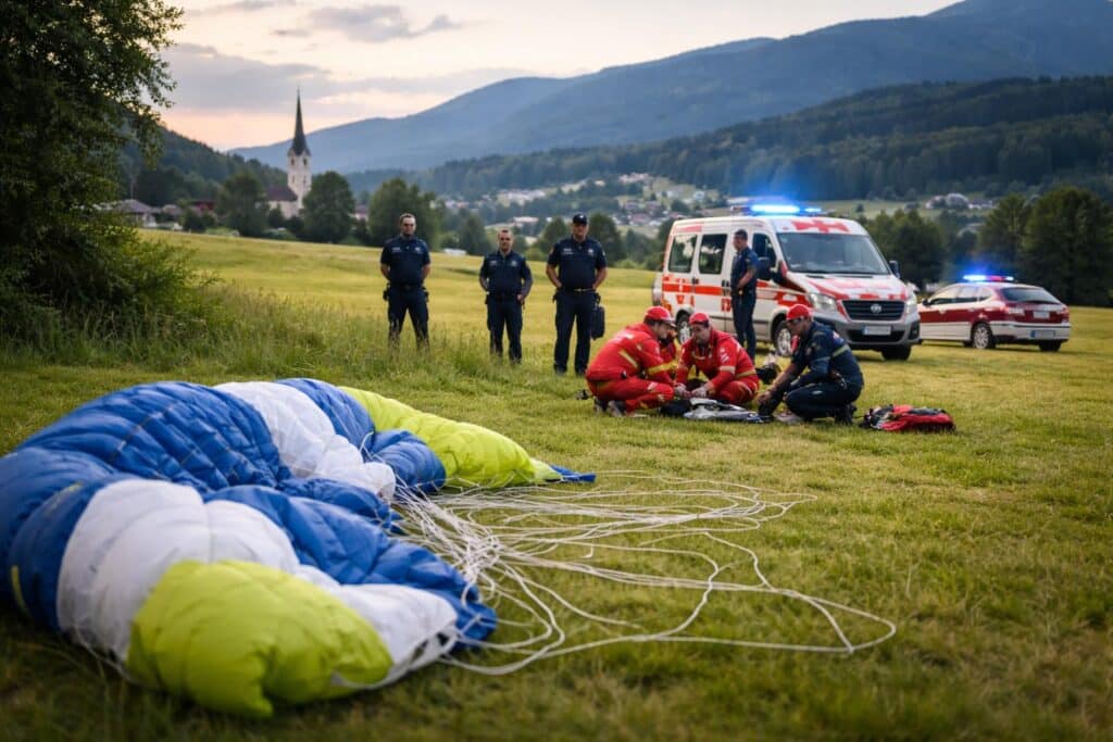 Fallschirmspringer bei Landung abgestürzt