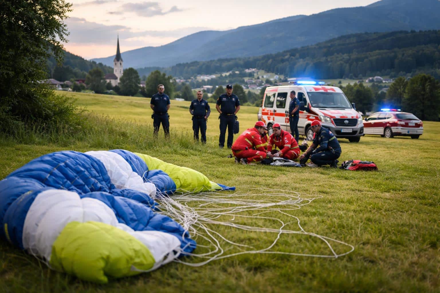Fallschirmspringer bei Landung abgestürzt