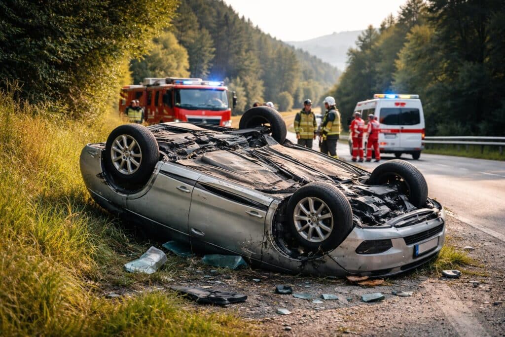 Mit Auto überschlagen: Zwei Verletzte