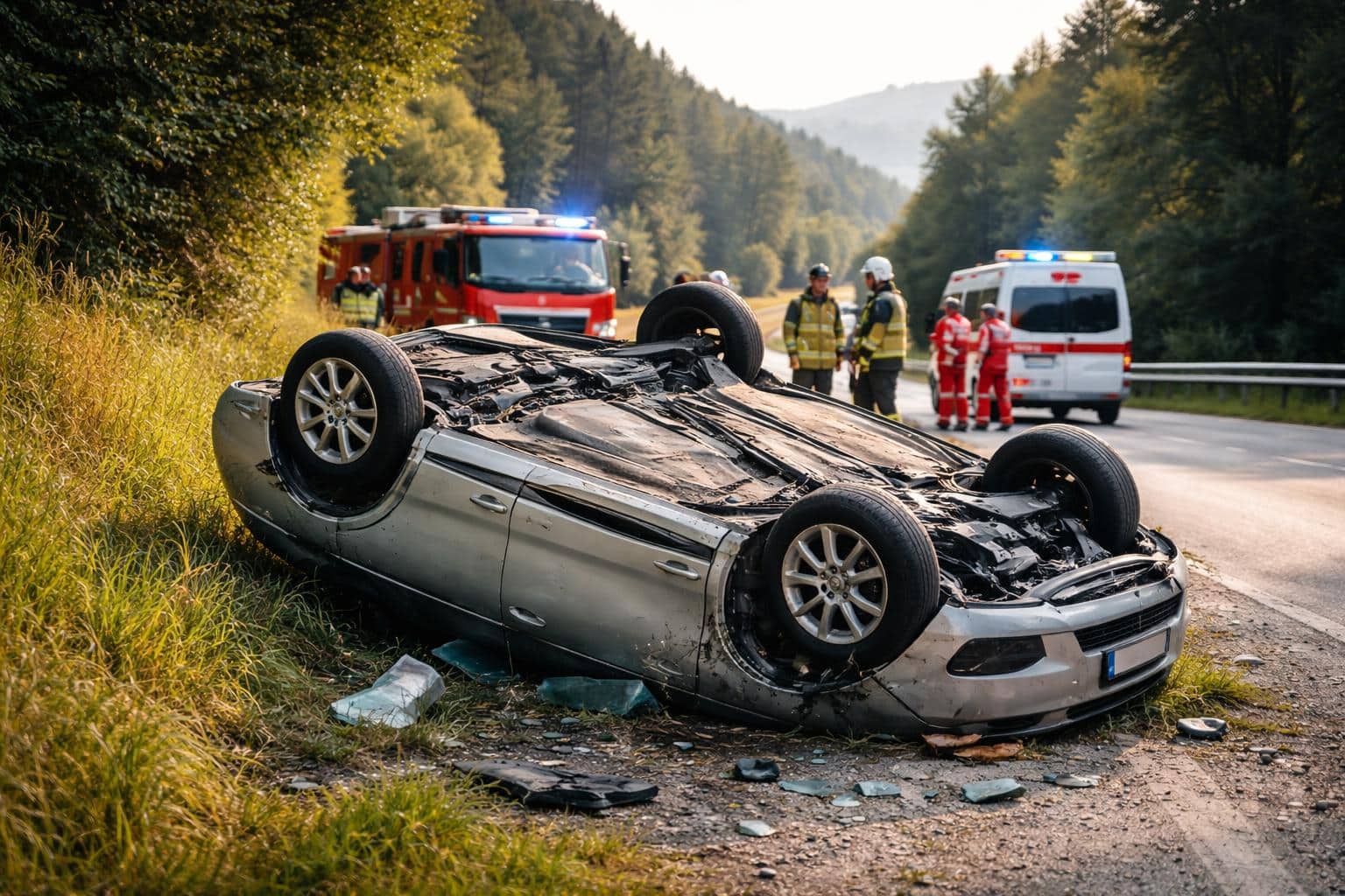Mit Auto überschlagen: Zwei Verletzte
