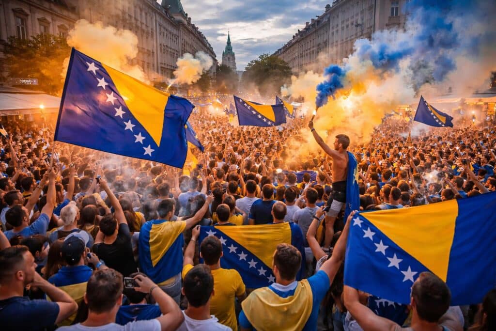 Bosnische Fans lieferten ein Spektakel in der Klagenfurter Innenstadt