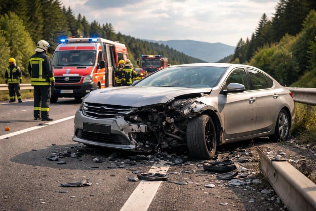 A2 bei Völkermarkt: Vorderreifen nach Doppel-Crash mit Leitschiene abgerissen
