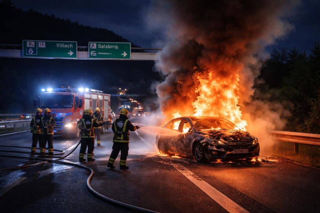 Fahrzeugbrand auf der A10