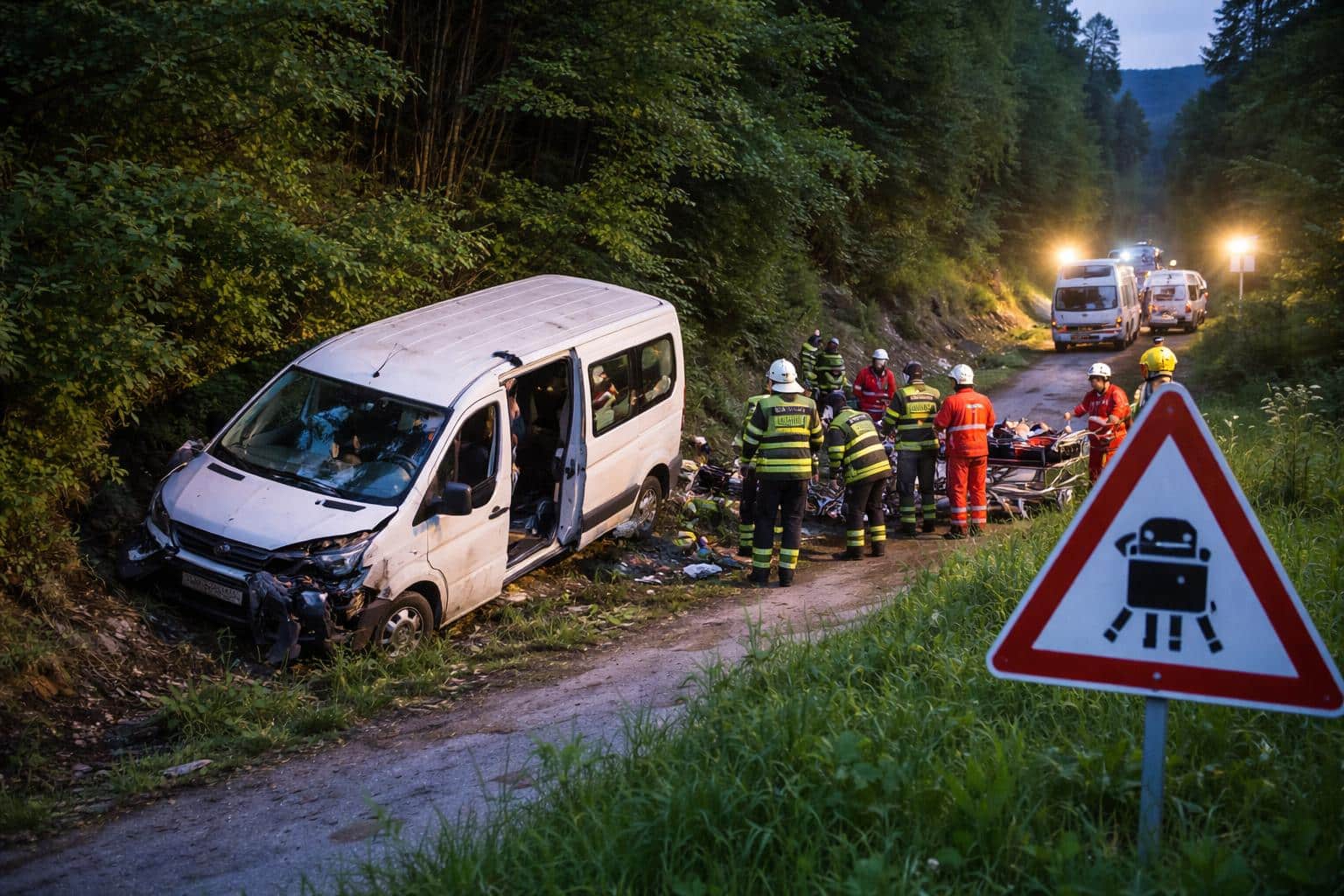 Vollbesetzter Kleinbus von Gemeindestraße in Kärnten abgestürzt