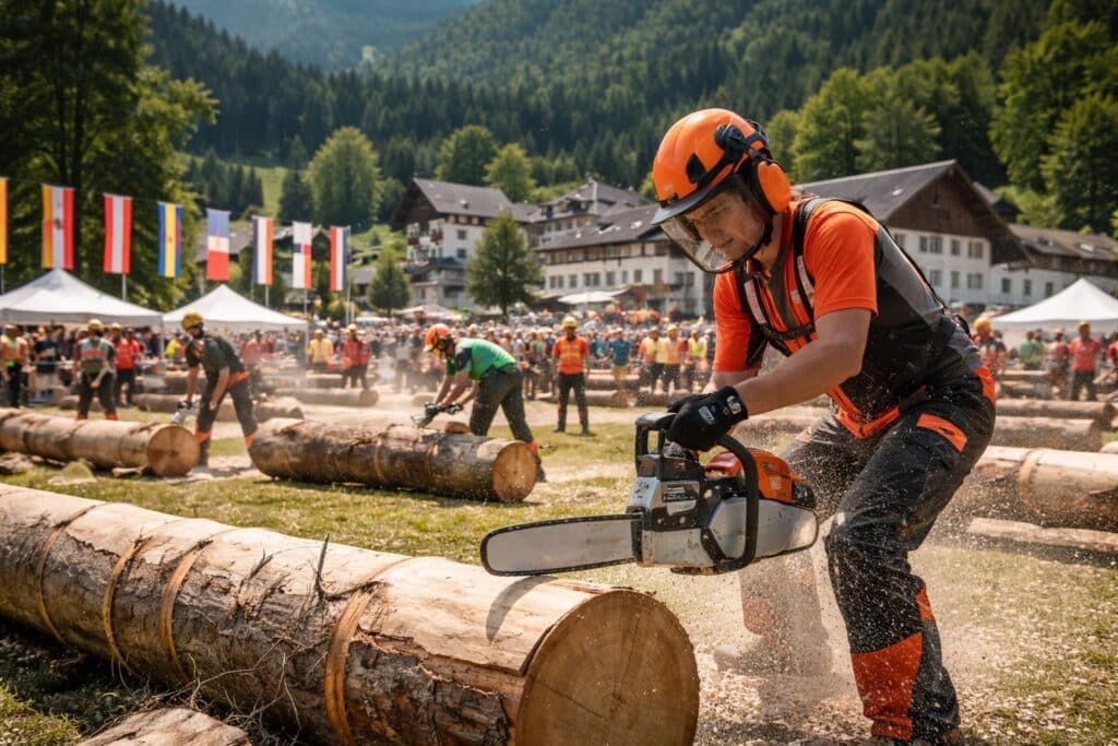 Waldolympiade und EM der Waldarbeiten am Litzlhof