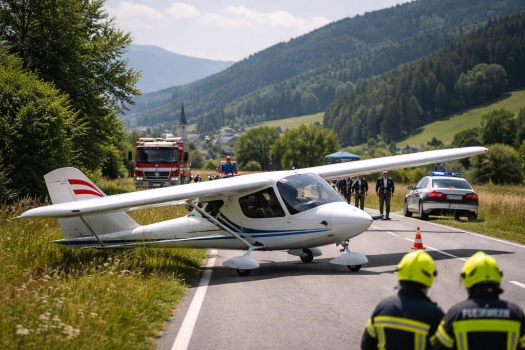 Notlandung eines Flugzeuges im Bezirk St. Veit