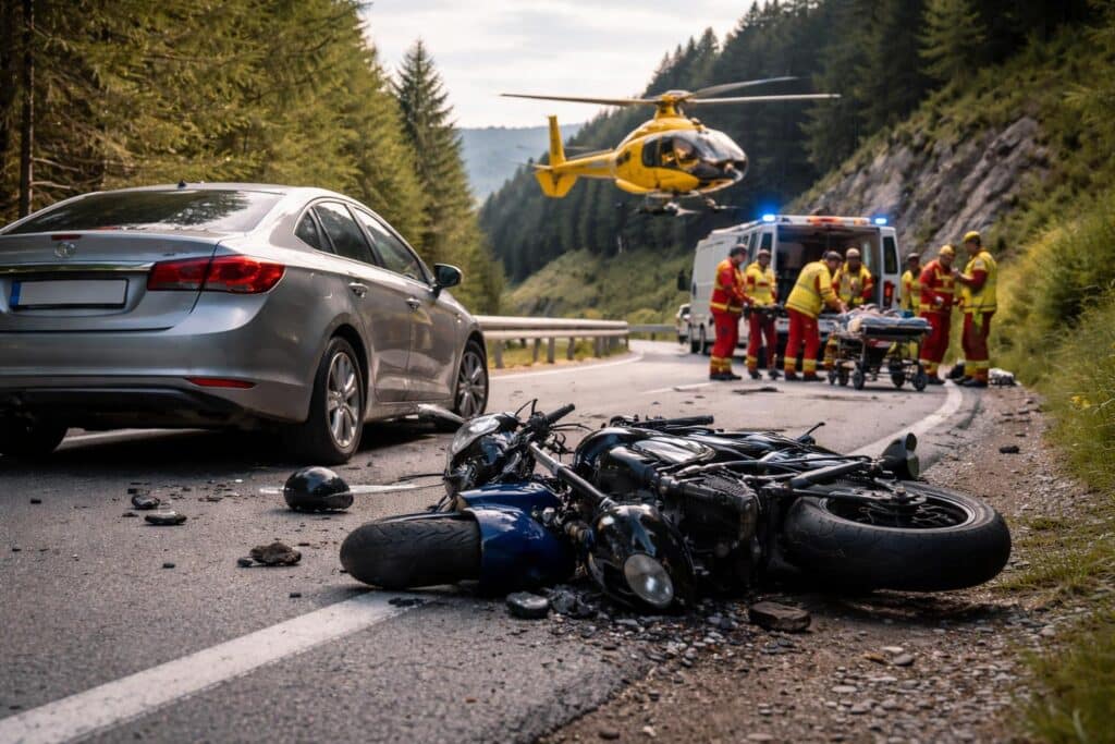 Motorradfahrer prallte gegen stehenden Pkw