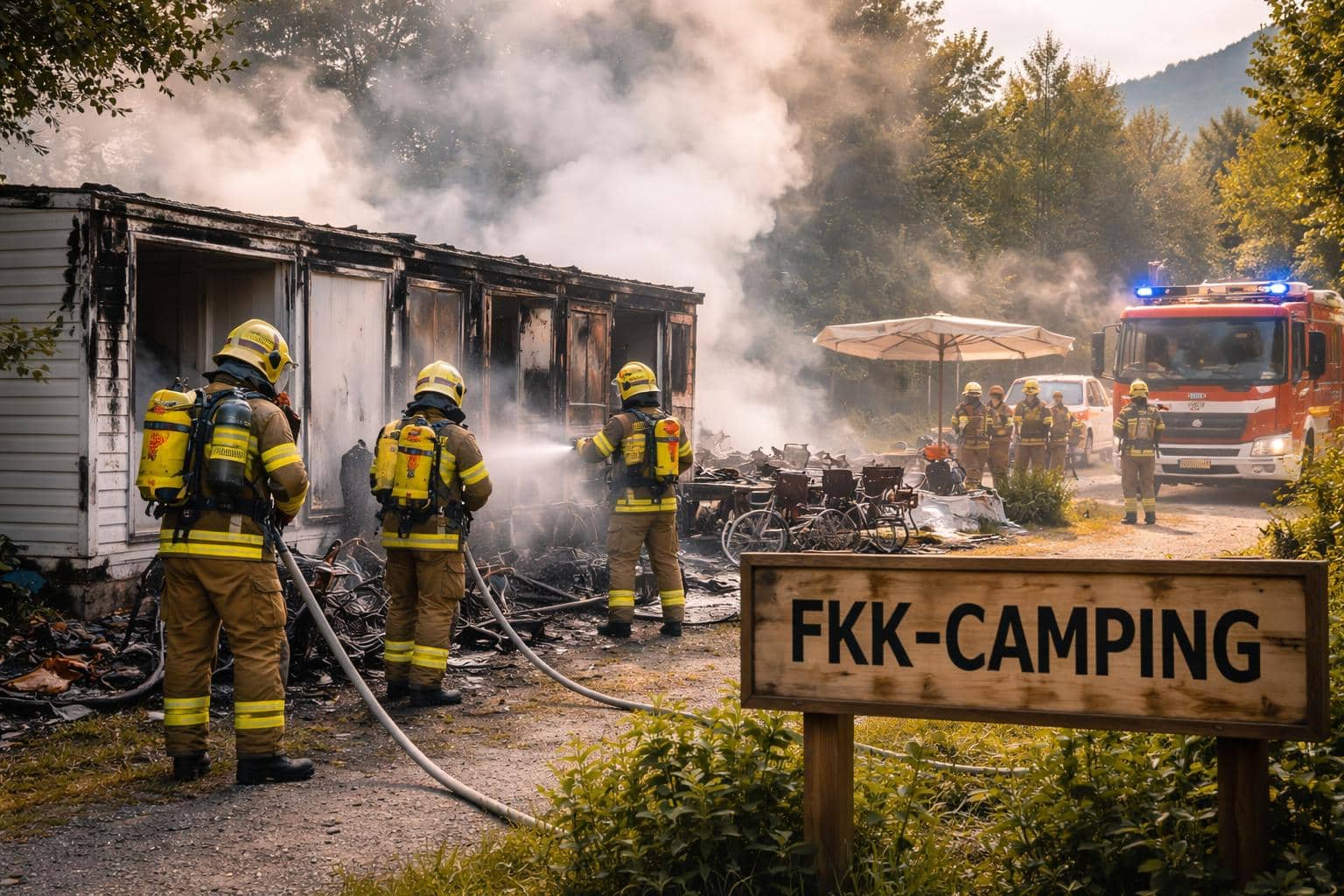 Eberndorf: Platzwart musste nach Brand auf FKK-Gelände ins Krankenhaus