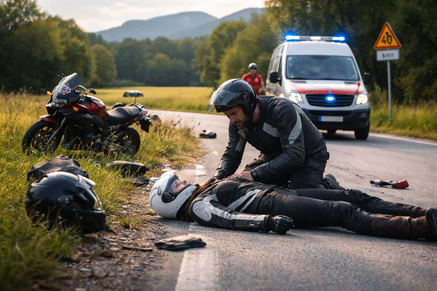 Schwerer Unfall: 39-jährige Motorradfahrer wurde von Biker erstversorgt