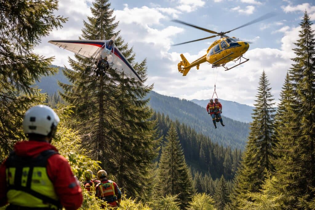 Mit Drachenflieger gegen Baumkrone geprallt