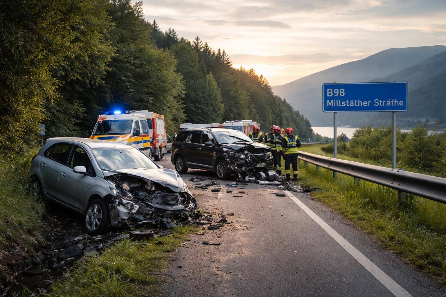 Fünf Verletzte bei Unfall auf B98