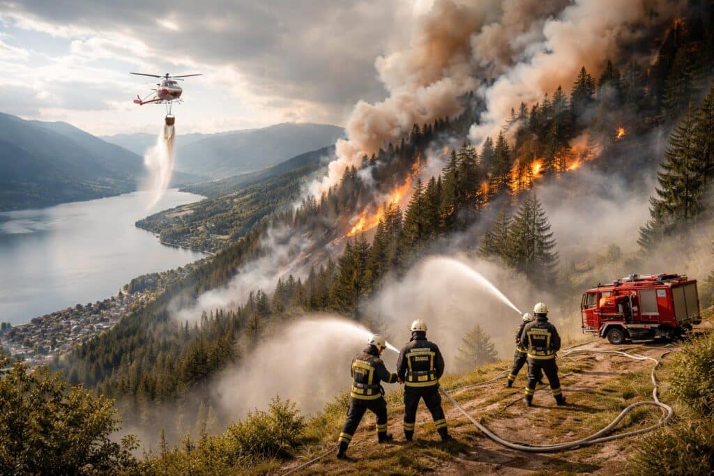 Großeinsatz der Feuerwehren bei Waldbrand über dem Millstätter See