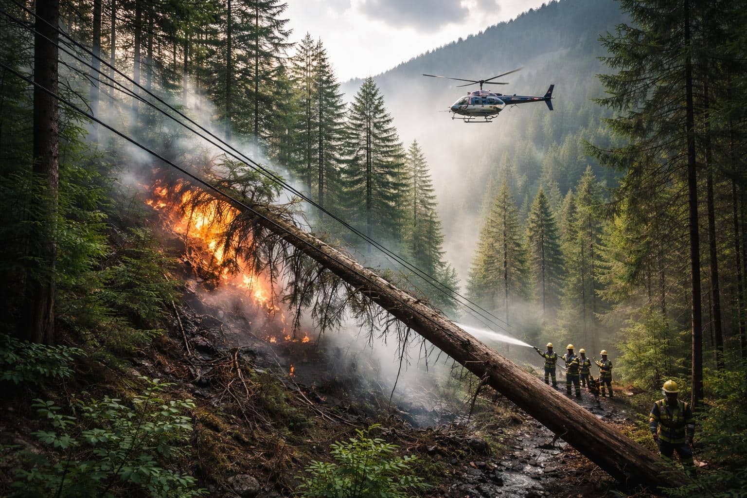 Baum auf Stromleitung löste Feuer aus