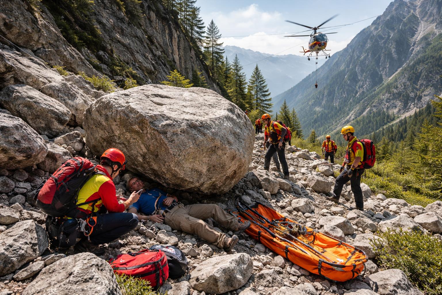 Wanderer von 200 Kilogramm schwerem Felsbrocken getroffen und verletzt