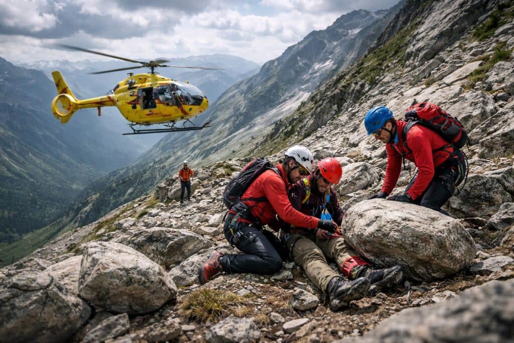 200-Kilo-Stein traf Bergsteiger an den Beinen