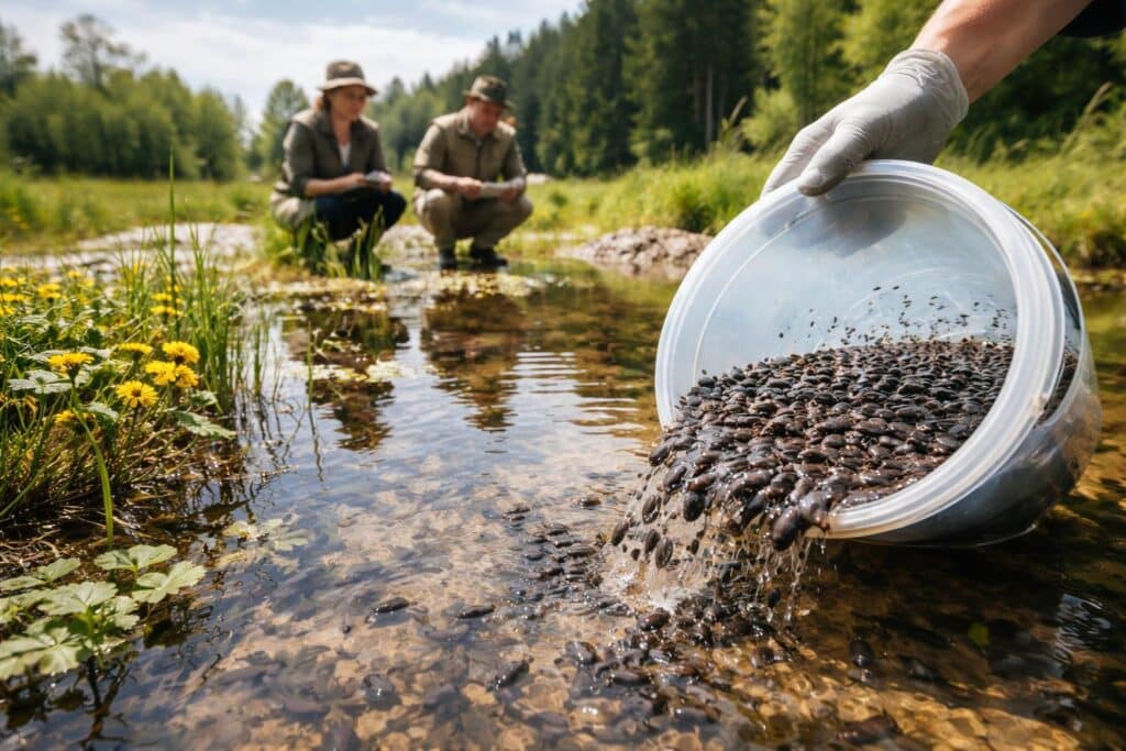 Moorfrosch-Kaulquappen zurück in Kärnten