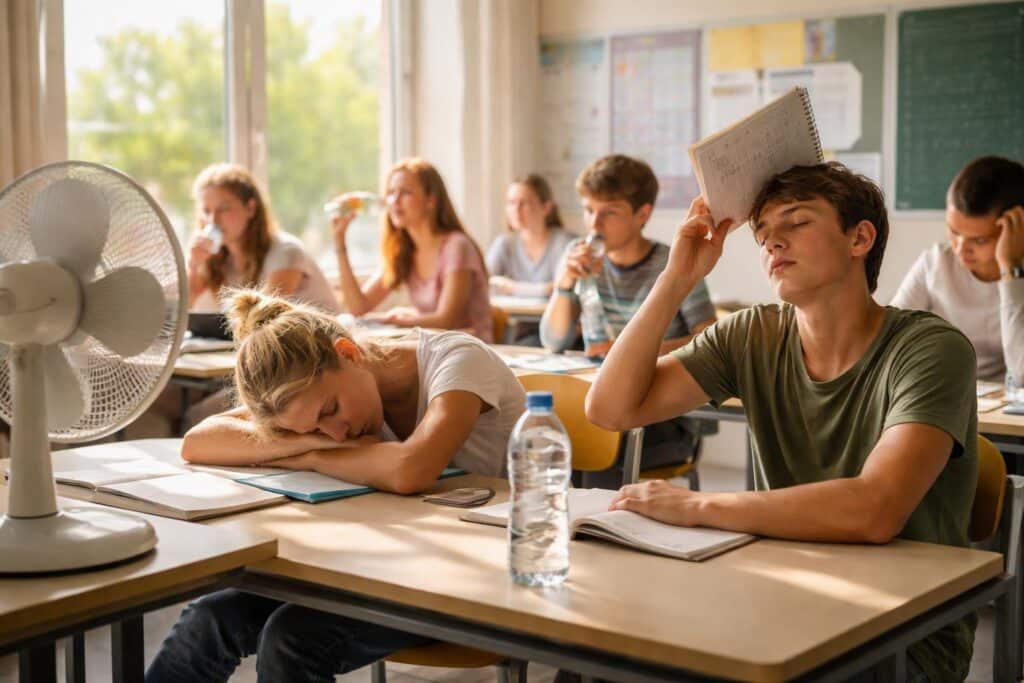 Warten auf Abkühlung in Schulen