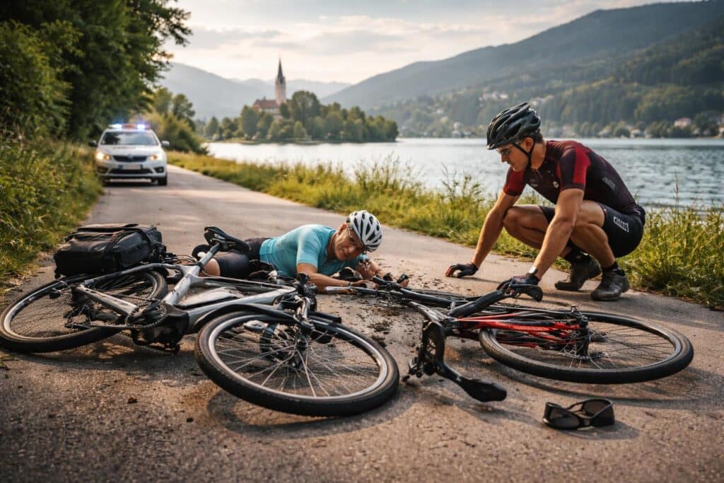 Zwei Radfahrer frontal zusammengestoßen