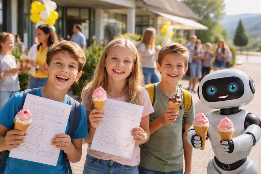 Zeugnis zeigen, Eis genießen: Raiffeisenbank Völkermarkt-Bleiburg-Brückl sagt Danke zum Schulschluss