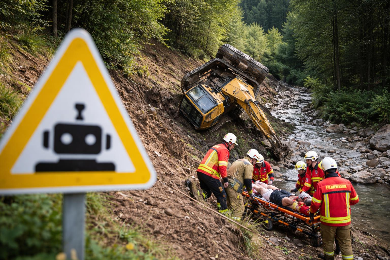 Mann bei Baggerunfall schwer verletzt