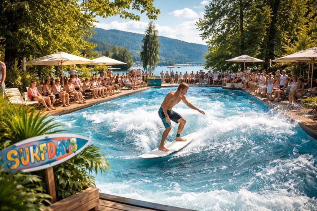 Surfwelle bringt Sommerfeeling in den Kurpark