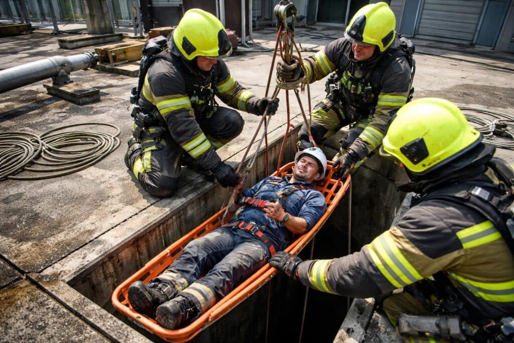 Installateur stürzte in tiefen Schacht