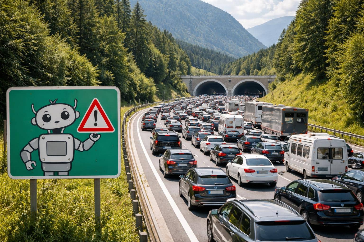 Pack und Karawankentunnel: Vor den Tunnels stauen sich die Blechlawinen