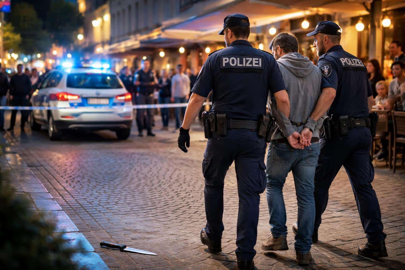 Zwei Männer mit Messer bedroht