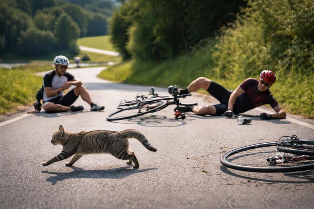 Katze ausgewichen: Rennradfahrer stürzten