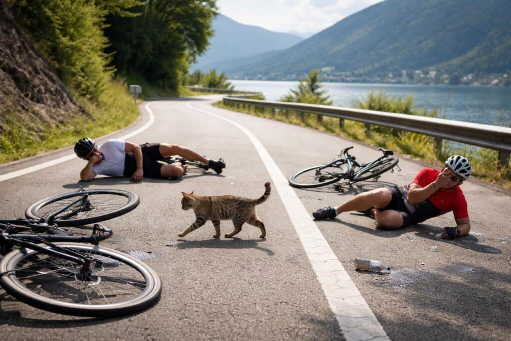 Katze bringt zwei Kärntner Rennradfahrer zu Sturz und ins Spital