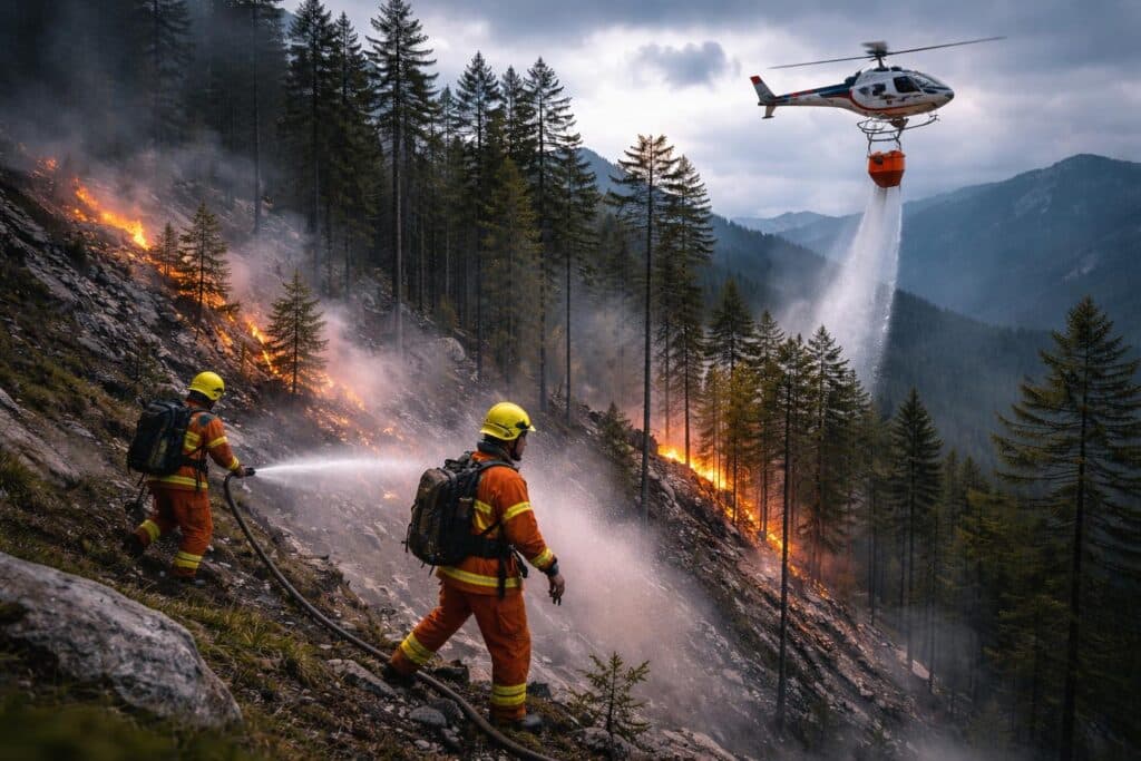 Waldbrand nach Blitzeinschlag am Kuhberg: Auch Feuerwehren aus dem Bezirk Völkermarkt im Einsatz