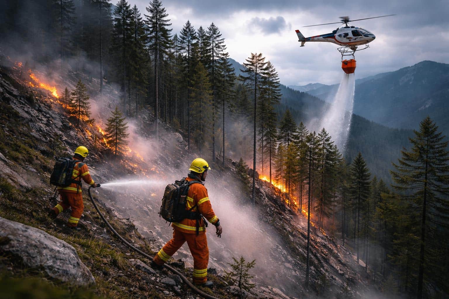 Waldbrand nach Blitzeinschlag am Kuhberg: Auch Feuerwehren aus dem Bezirk Völkermarkt im Einsatz