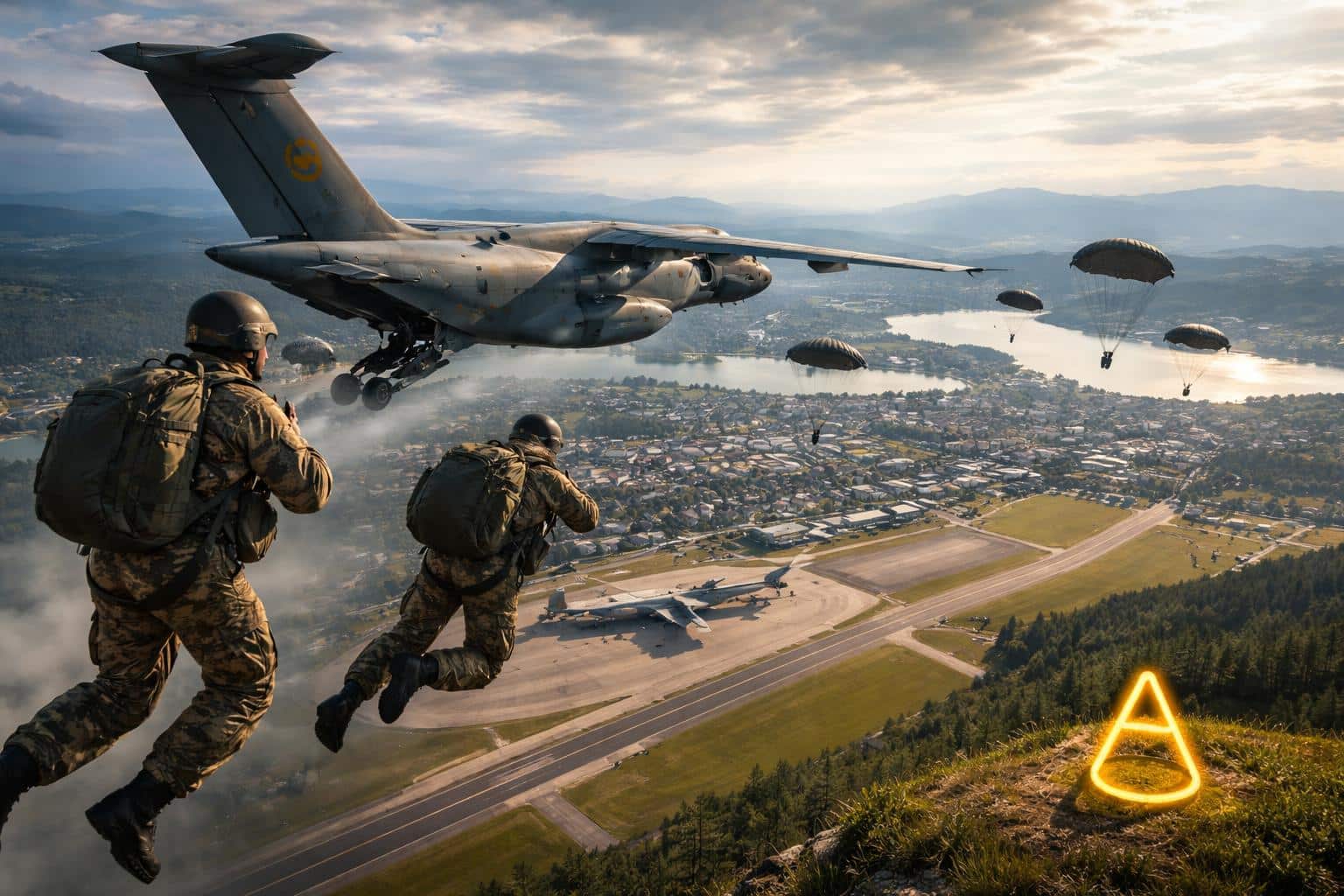 Militärische Fallschirmsprünge über Klagenfurt