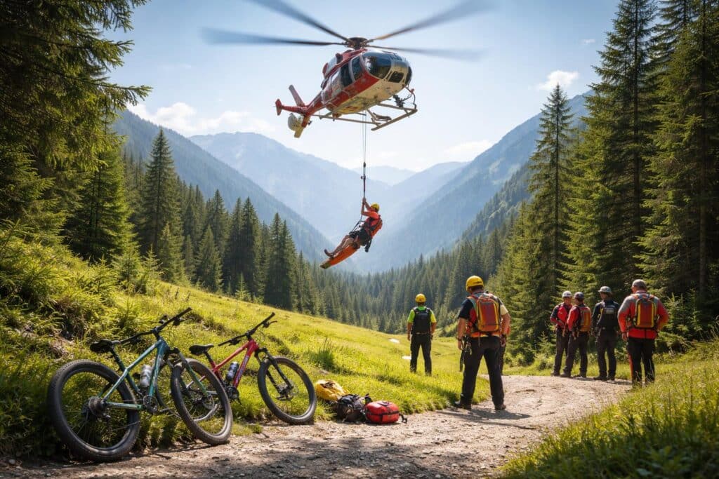 E‑Biker schwer verletzt per Tau geborgen
