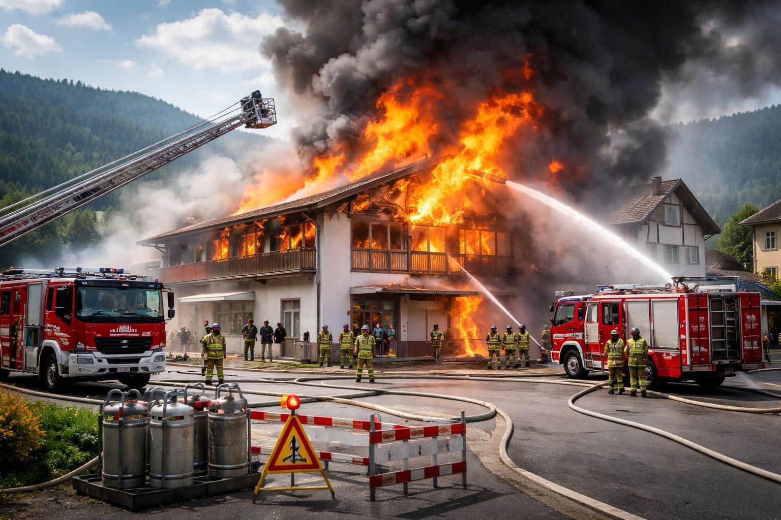 Brand des Feuerwehrhauses in Lieserhofen