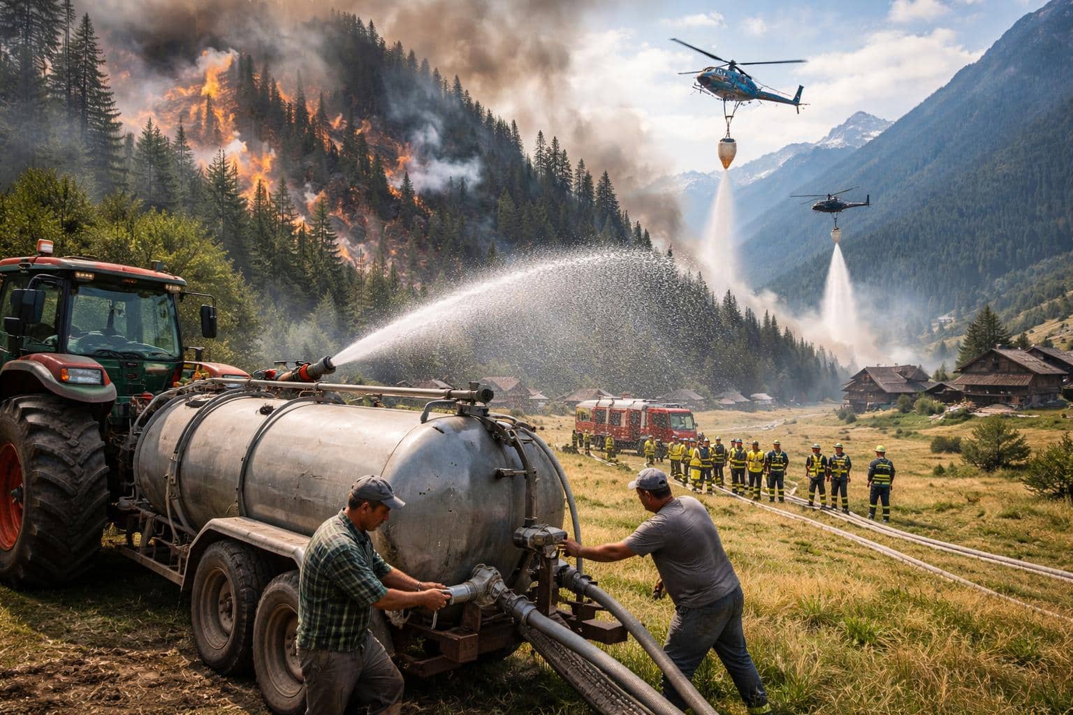 Osttiroler bekämpfen Feuer mit allem, was sie zur Verfügung haben