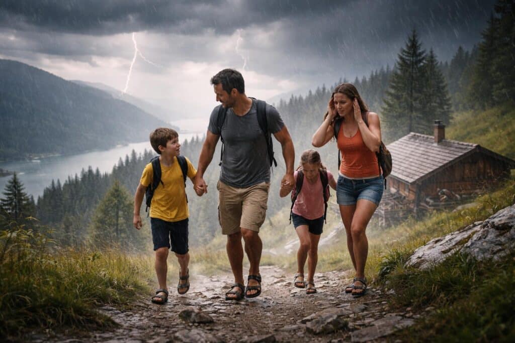 Unwetter überraschte Familie auf Naggler Alm